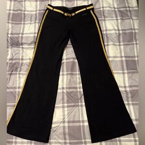 Bebe sport Black Flared Pants with Gold Stripes